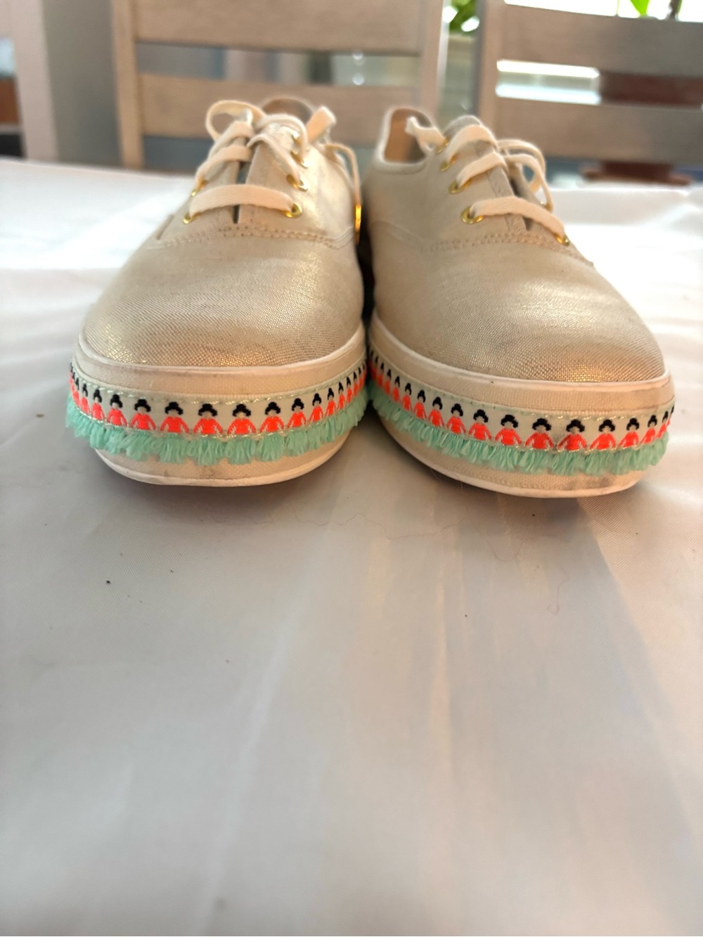 NWOT Keds iridescent Gold triple decker Hulu Foxing Tassel Trim Sneakers SZ 10 - Picture 6 of 15